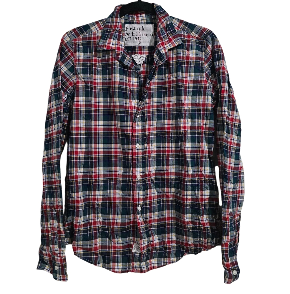 Frank & Eileen Barry Plaid‎ Shirt - Red/Green/Blue Plaid Size S